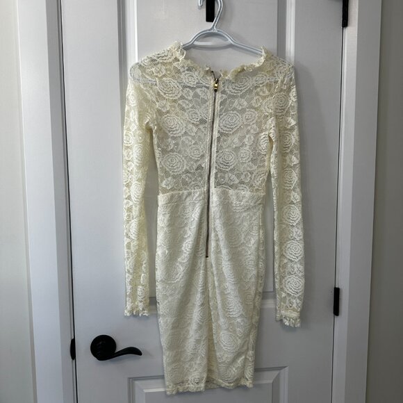Fashion Nova White Lace Long Sleeve Bodycon Dress – XS - Picture 4 of 5